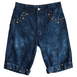 Upcycled Vintage Jordache 80s Acid Wash Bejeweled High Rise Jean Shorts